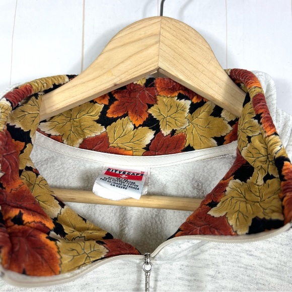 Vintage Cityscape Gray Maple Leaf Print Canada Mock Neck Sweater Size M - Picture 7 of 12